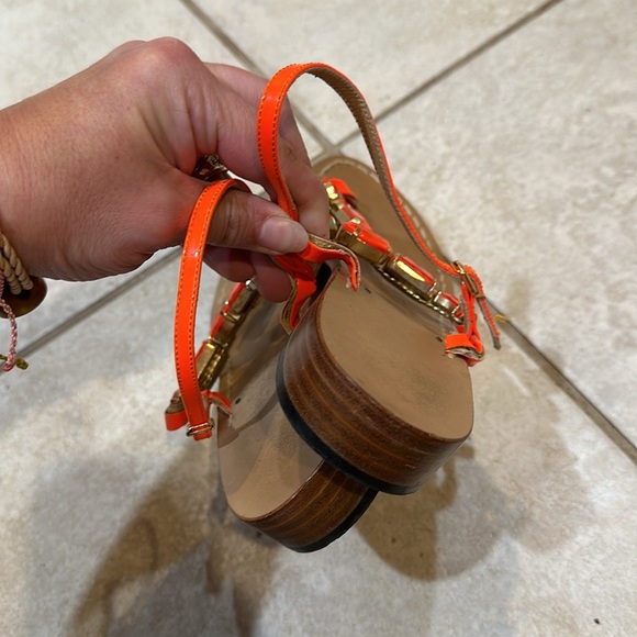 Amedeo Canfora Capri Handmade Neon Orange Rhinestone Patent Leather Sandals 8 - Picture 6 of 8